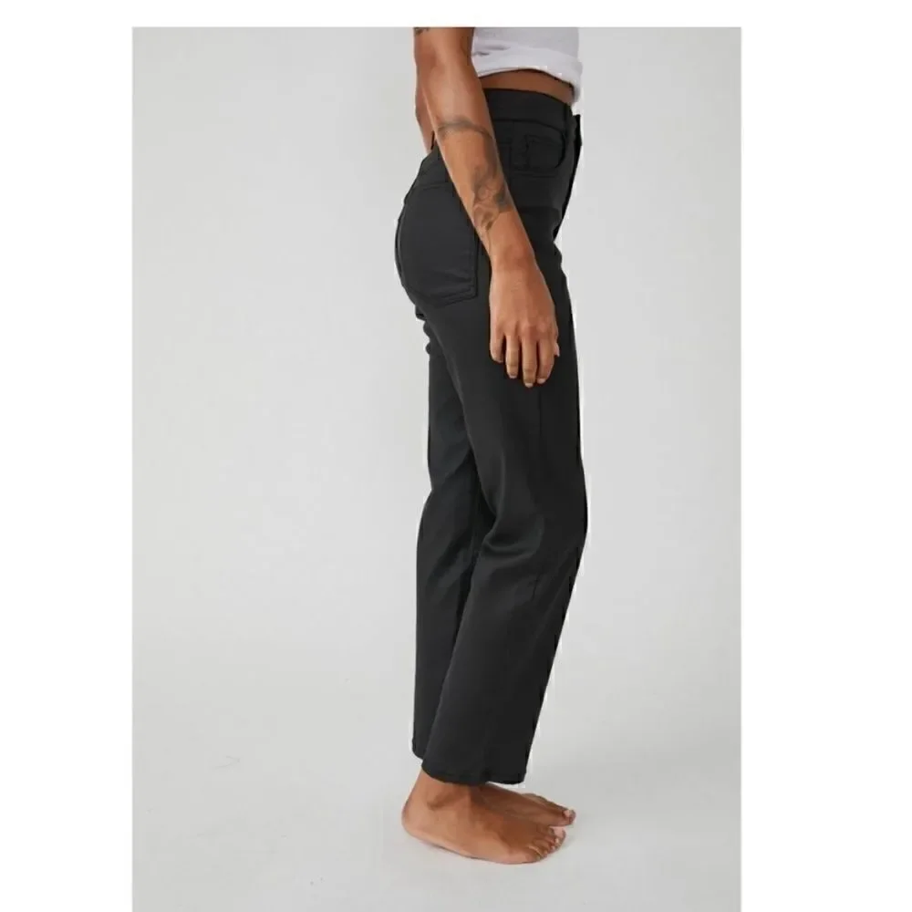 Free People Pacifica coated straight leg jeans in black - Picture 8 of 16